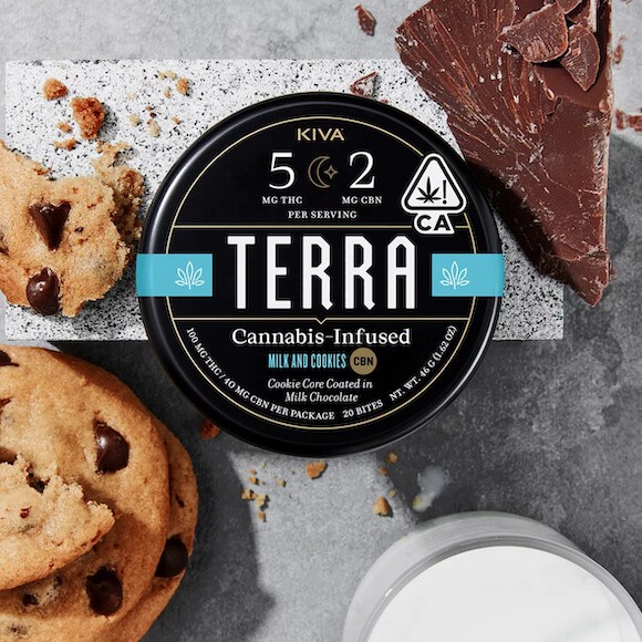 cannabis edible kiva milk and cookies cbn chocolate terra bites