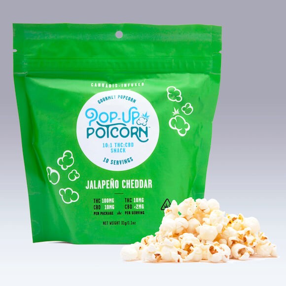 pop-up potcorn jalapeno cheddar popcorn snack 10:1 thc cbd