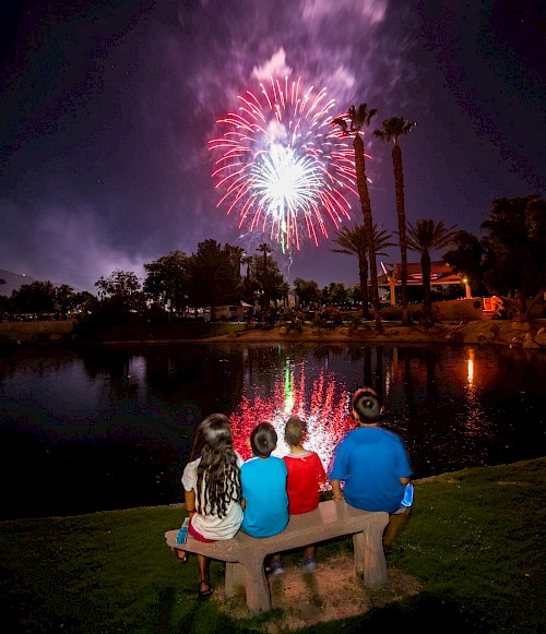 Children watching fireworks
