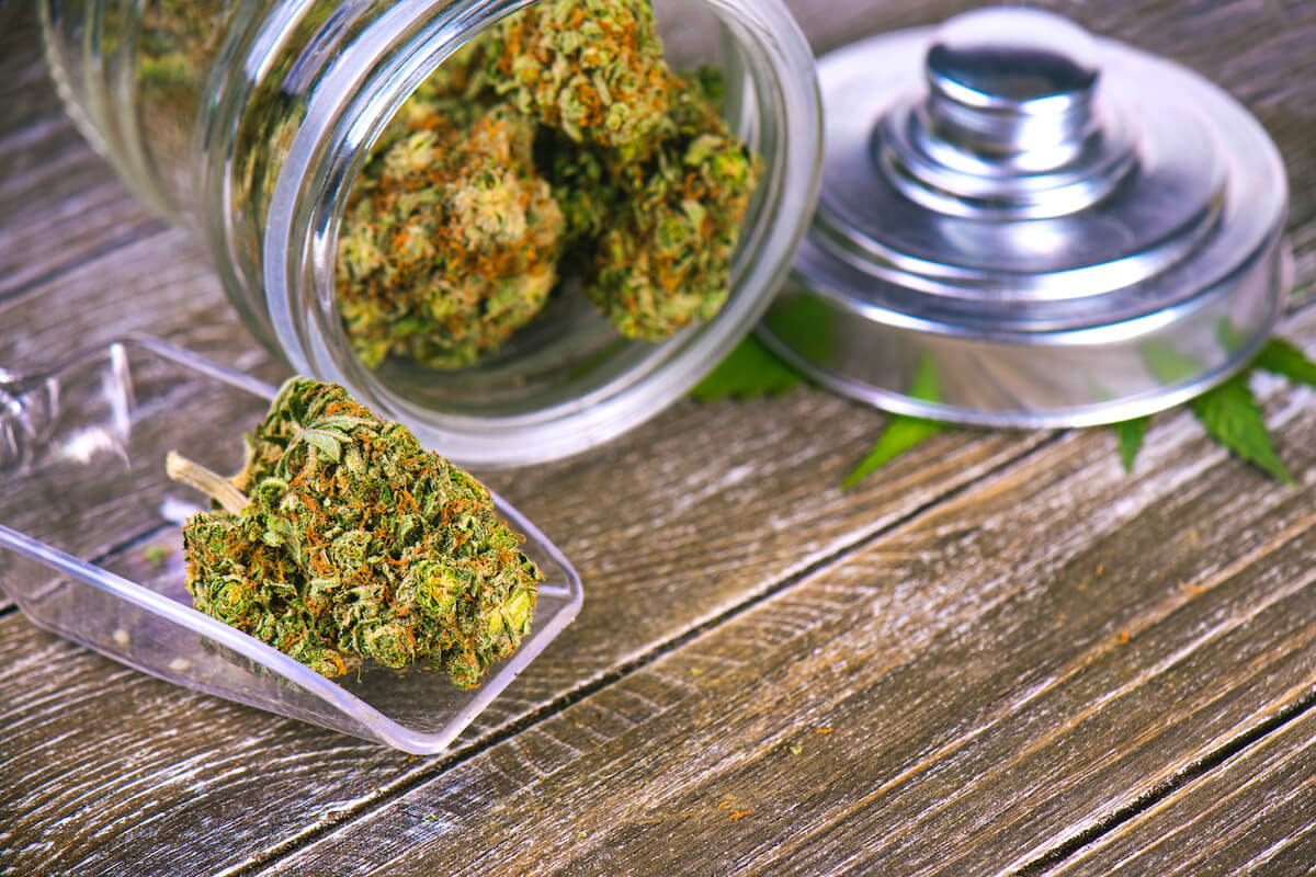 lowell herb co cannabis flower marijuana in glass jar