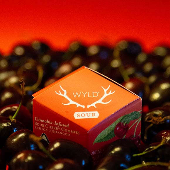 WYLD cannabis infused gummies sour cherry flavor available at The Leaf El Paseo
